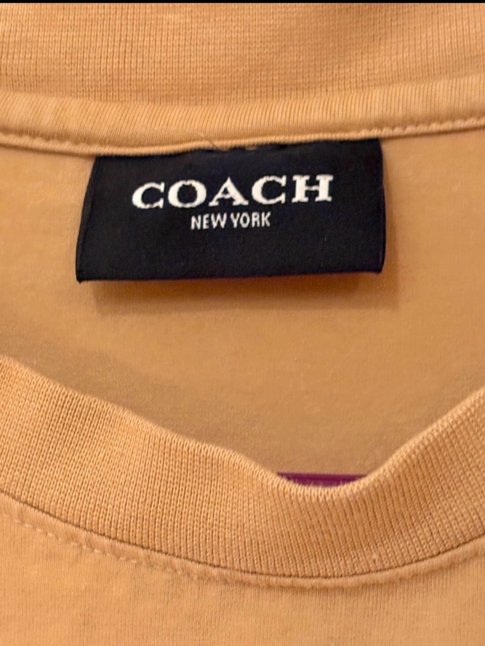 Coach Tan Embossed Logo Short Sleeve Tee - Picture 2 of 3